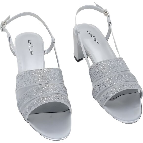 David Tate Women’s Silver Satin Sparkle Sandals Size 11 Narrow - Picture 1 of 6
